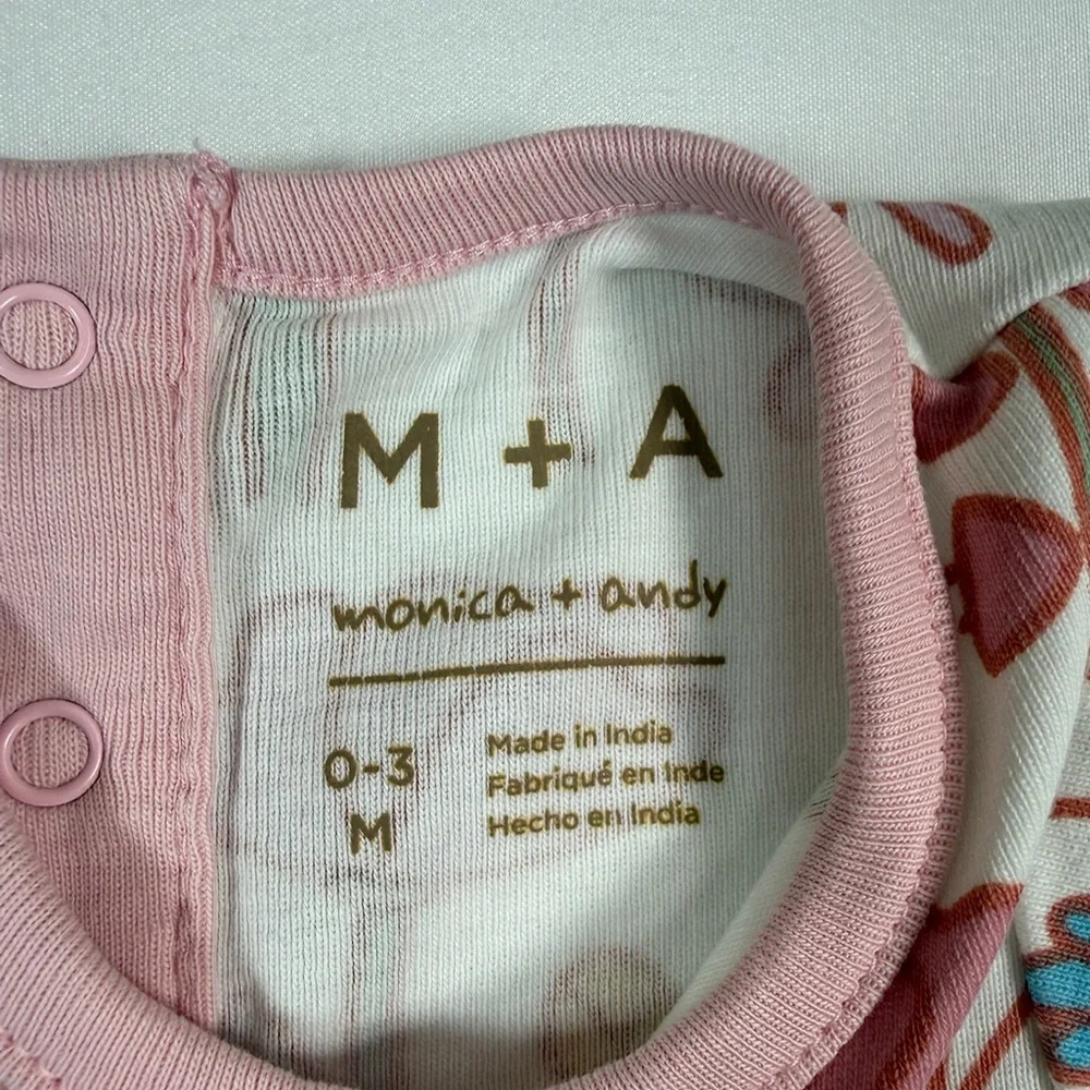 MONICA ANDY Baby Girl Organic Cotton Floral‎ Dress 0-3M Minimal Cottagecore